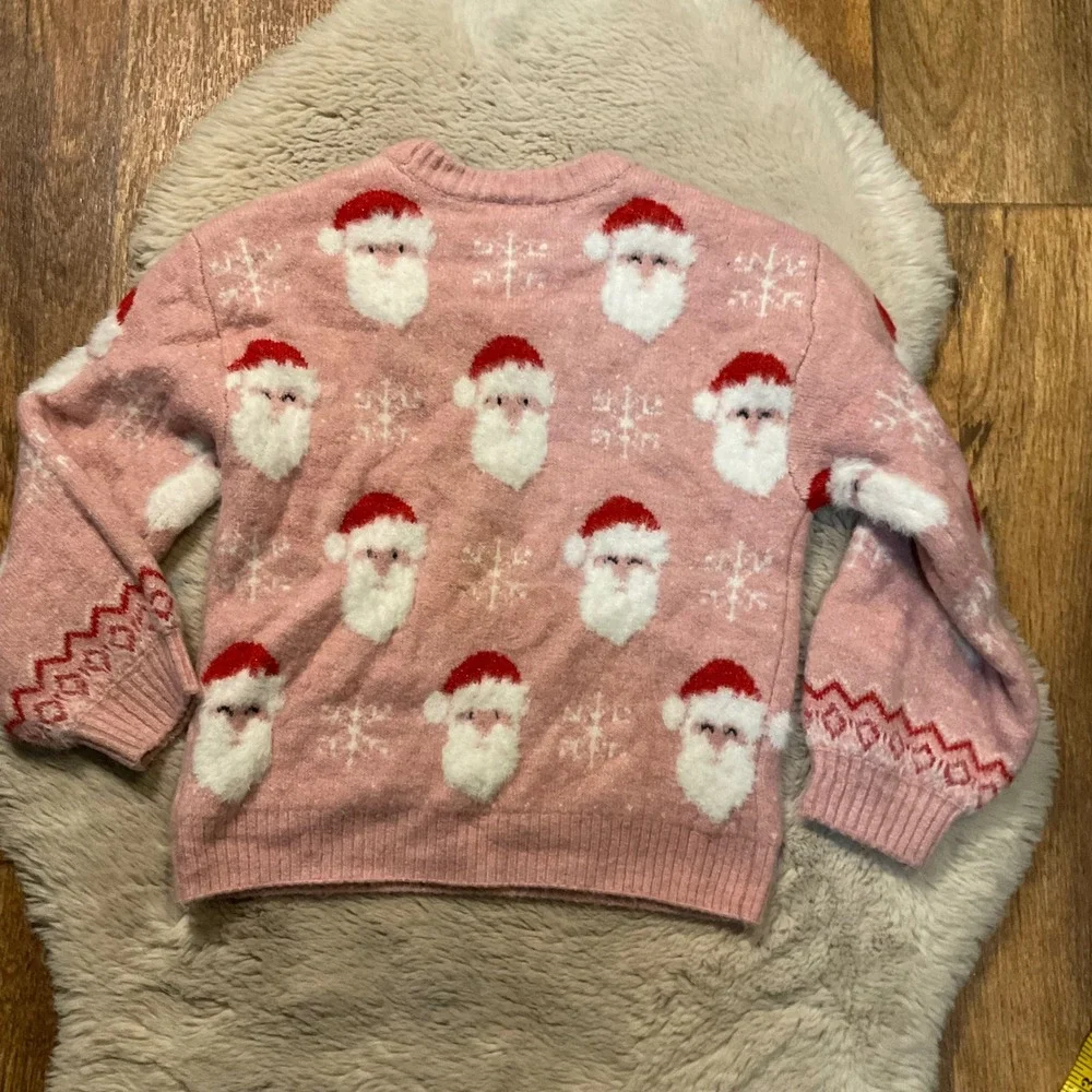 Dunes Stores Sweater Santa Pink‎ Size 7-8 Winter Soft Cozy Kids